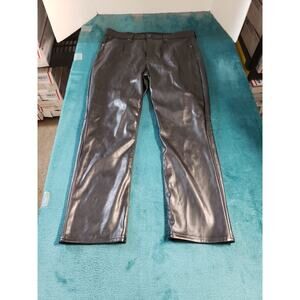 Gap Jeans Size 14 Womens Black Stretch Pants Coated High Rise Slim Straight